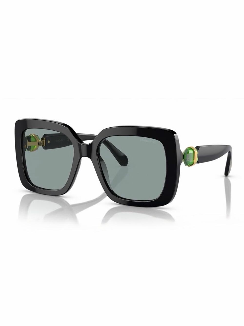 New Swarovski SK6001 1001-1 Oversized Square Black Sunglasses Authentic